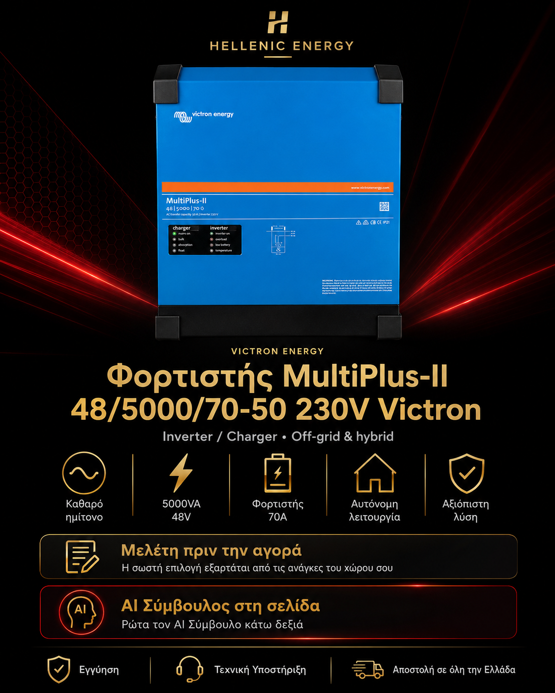 Φορτιστής MultiPlus-II 48/5000/70-50 230V Victron - Image 2
