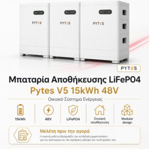 Pytes V5 Μπαταρία Αποθήκευσης LiFePO4 15 kWh 48V  Οικιακό Σύστημα Ενέργειας